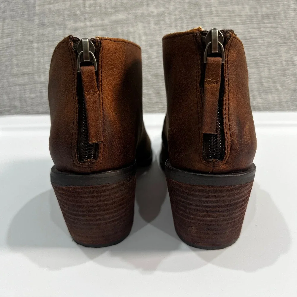 Band of Gypsies Tusk Ankle Booties Women 6 Brown Cutout Block Heel Boho Festival
